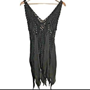 Women’s Purple Snow Small Black Crochet Lacey Top Boho Whimsygoth Festival Sexy